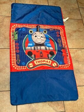 VNTG Thomas & Friends Kids Nap Mat - Blue, Red, and Green Train Graphic